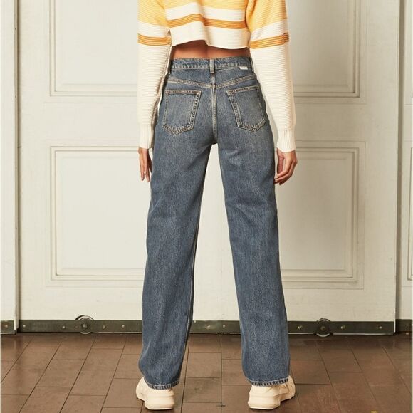 Boyish The Ziggy High Waisted Straight Leg Denim Jeans in Krush Groove NWT - Picture 2 of 11